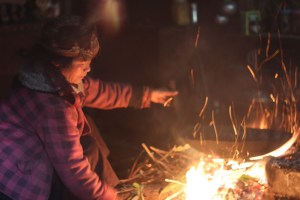 Juniper sprigs are burned in the hearth as part of Tamang New Year celebrations.